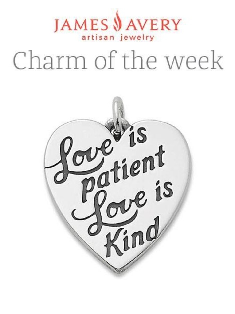 James Avery retired Love is Patient Love is Kind Heart Charm 925 Sterling silver